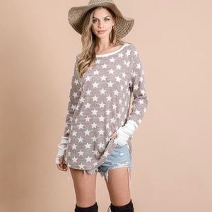 First love size large thermal star print long sleeve shirt